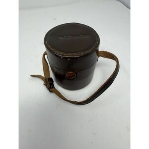 TOPCON CAMERA SMALL BROWN LEATHER LENS CASE WITH HAND STRAP